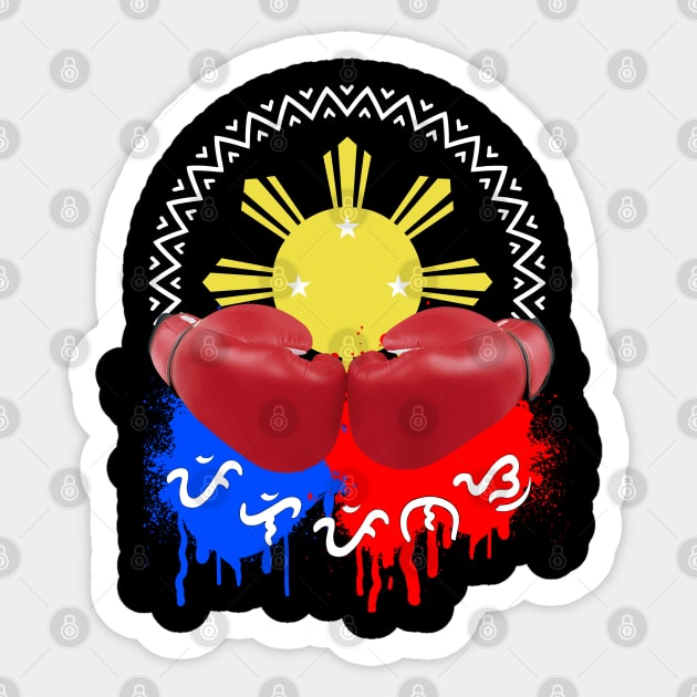 Philippine Sun x Boxing gloves / Baybayin word Pilipinas (Philippines) Sticker by Pirma Pinas